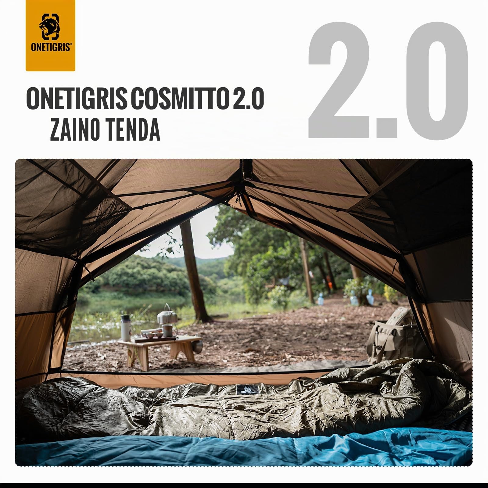 OneTigris COSMITTO 2.0 - Tenda da campeggio autoportante, leggera, impermeabile, 3 stagioni, per attività all'aperto, escursionismo, alpinismo
