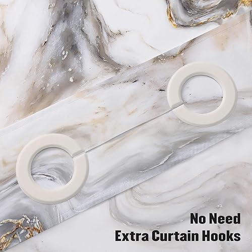 Miniatura 4 de MitoVilla Juego de cortina de ducha de mármol sin ganchos con forro a presión, modernas cortinas de ducha abstractas para decoración de baño