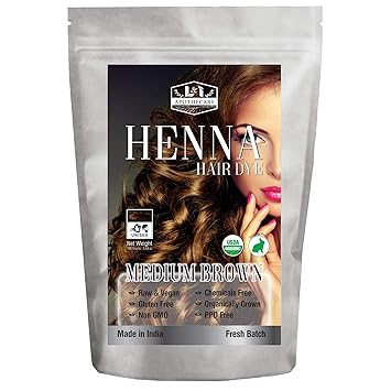 Organic MEDIUM BROWN Henna Hair Dye…