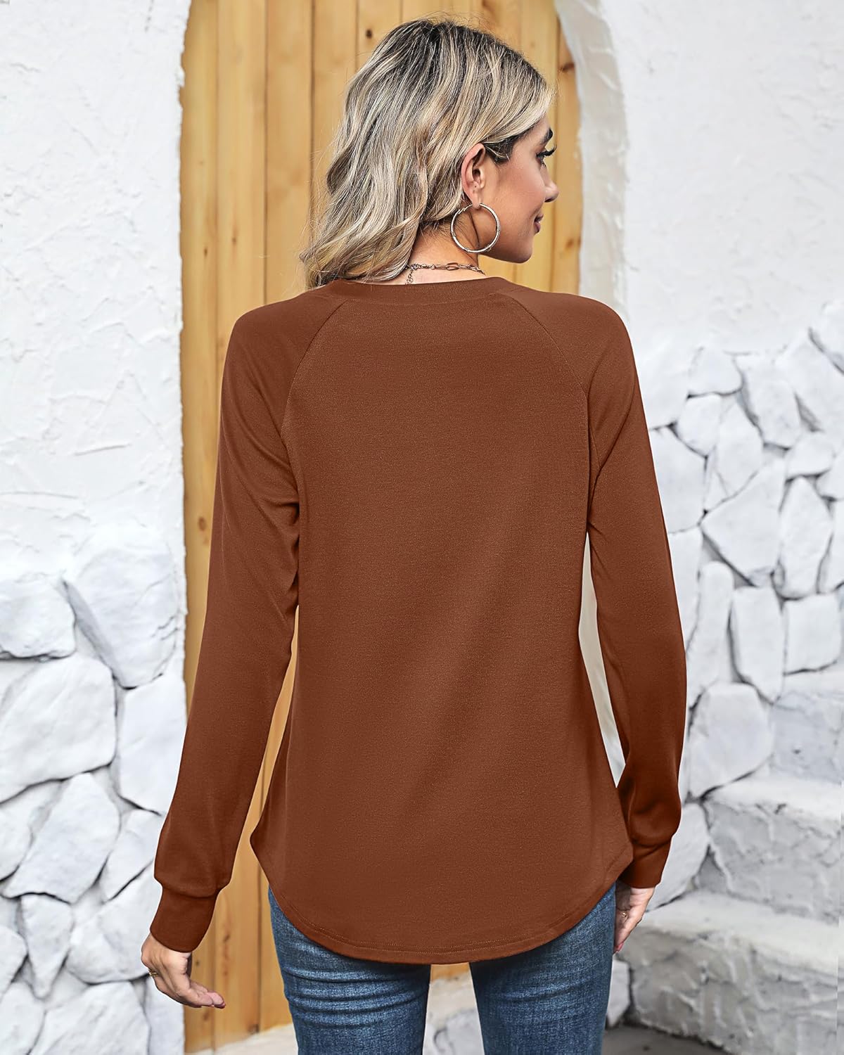 Ficerd 2 Pcs Women's Crewneck Sweatshirt Loose Fitting Long Sleeve Shirts Casual Fall Winter Pullover Tops - Image 3