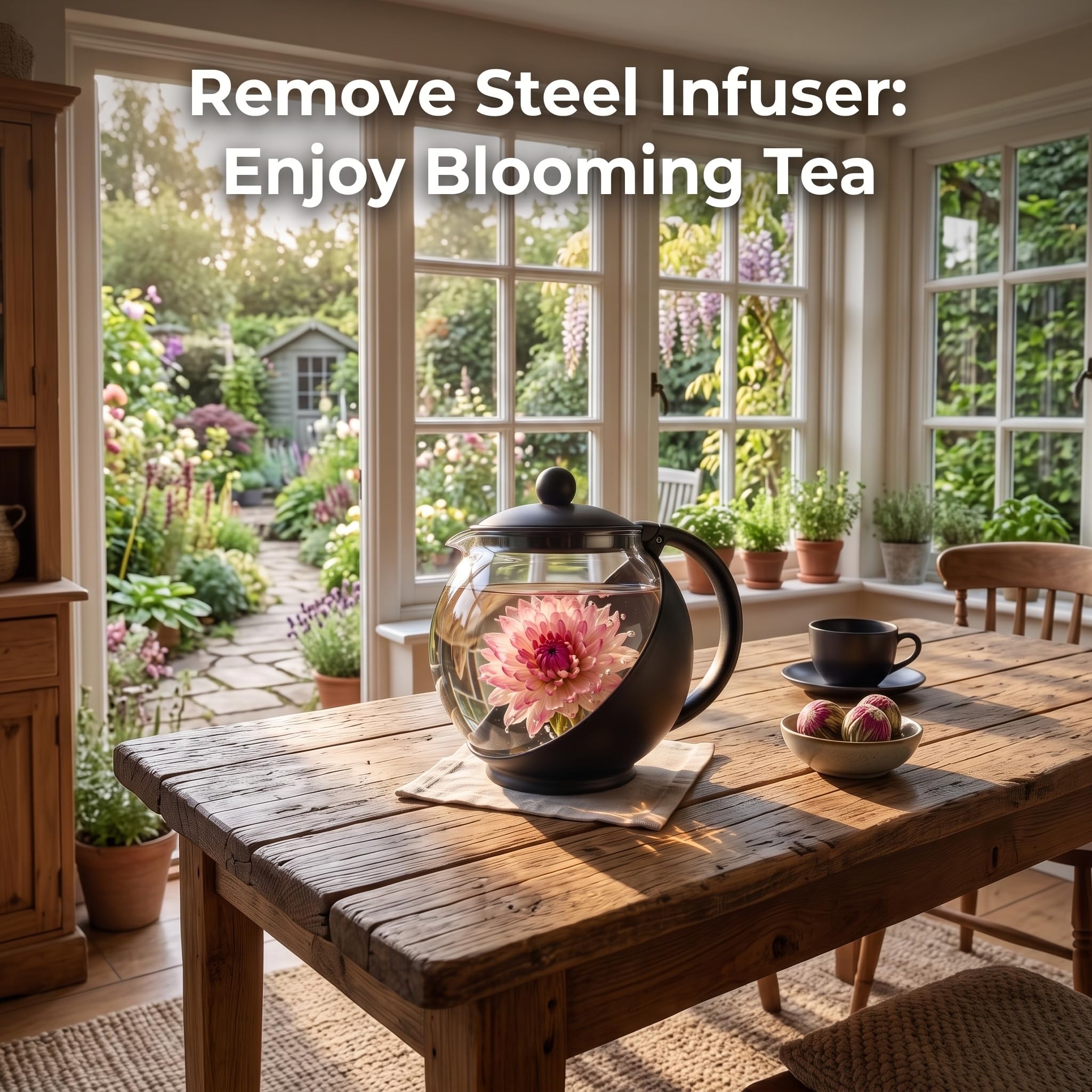 Teiera in vetro con infusore, teiera in vetro borosilicato da 1250 ml con filtro a rete fine rimovibile, beccuccio antigoccia a forma di V, macchina per tè sfuso per coppie, famiglia e