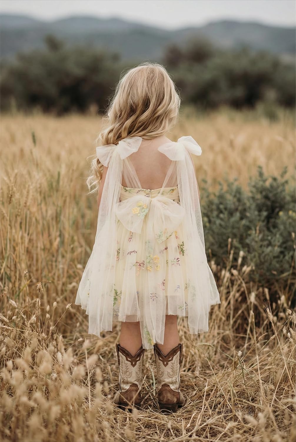 2Bunnies Girl Enchanted Floral Embroidered Tulle Flower Lace A-Line Garden Party Flower Girl Dress