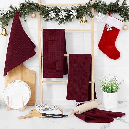 Miniatura 363 de Homaxy Trapos de cocina de 100% algodón, tejido de punto gofre, ultrasuaves, absorbentes y de secado rápido, 12 x 12 pulgadas, paquete de 6, arándano