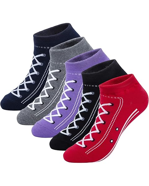 KONY Womens 5 Pairs Lightweight Cotton Novelty Low Cut Ankle Socks, Unique Fun Gifts for Teen Girls Size 6-10