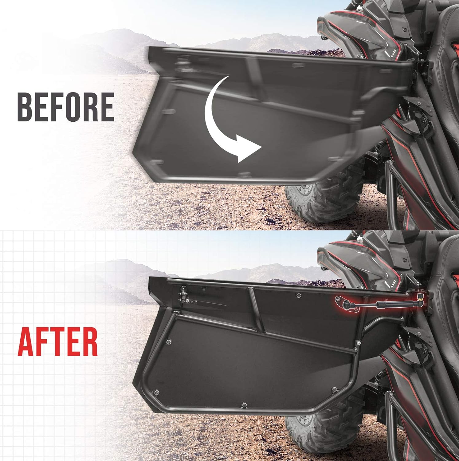 Kemimoto X3 Door Opener Kits Door Shocks Struts Compatible with 2017-2025 Can Am Maverick X3 and Max Front and Rear Doors, Black