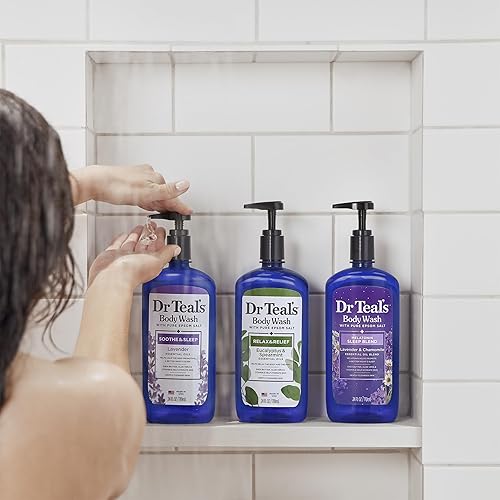 Miniatura 5 de Dr Teal's Gel de baño con sal pura de Epsom, calma y duerme con lavanda, 24 onzas líquidas (paquete de 2) (el embalaje puede variar)