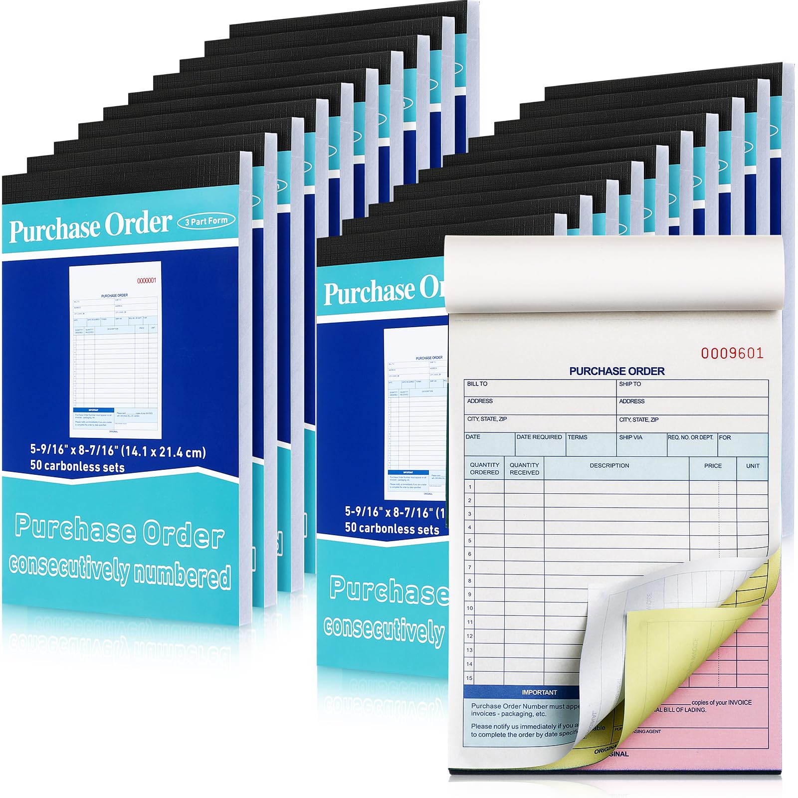 Lincia Lot de 20 carnets de commandes autocopiants en 3 parties 50 ensembles par livre