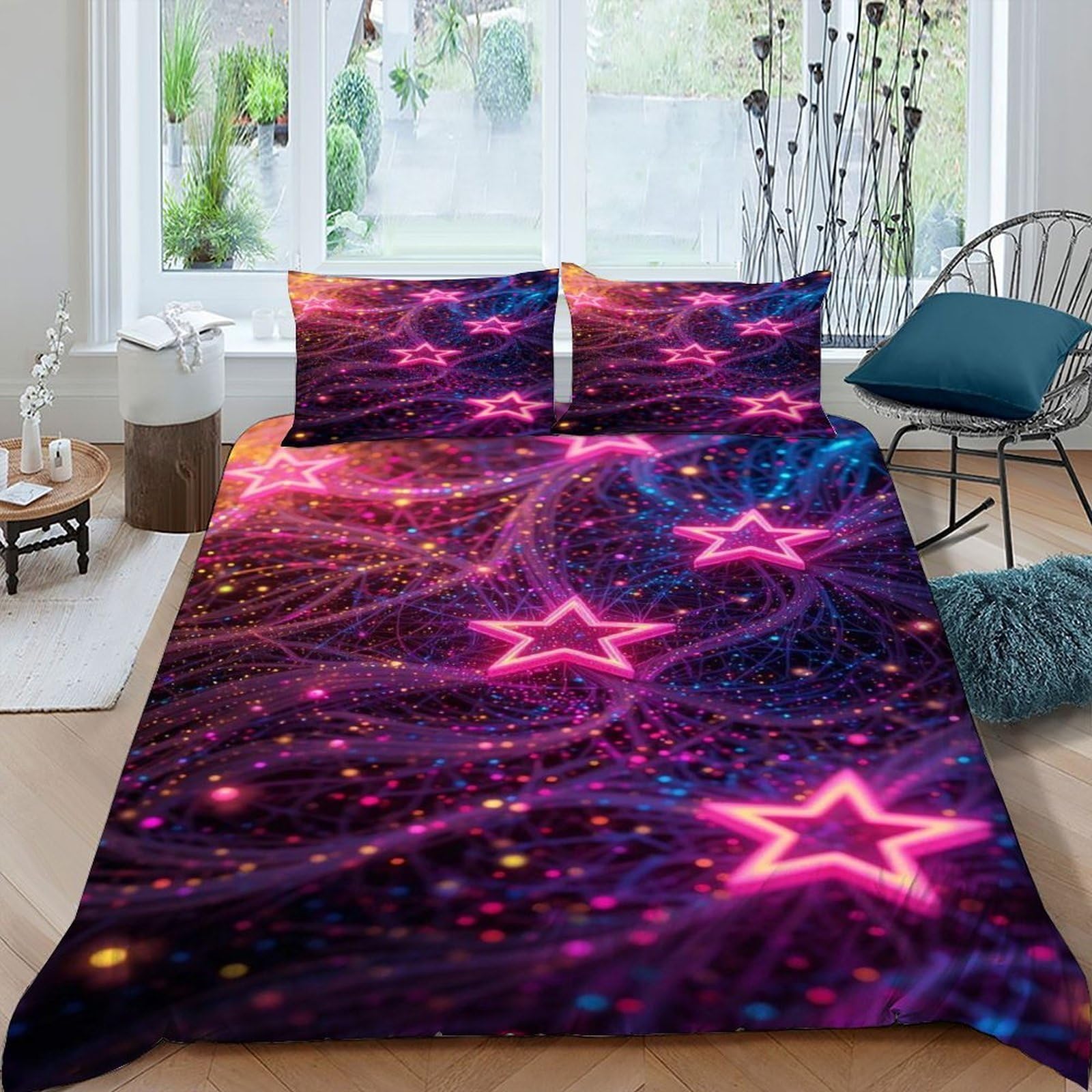 Housse de couette 3 pièces imprimé étoiles célestes pour transformer votre chambre parentale