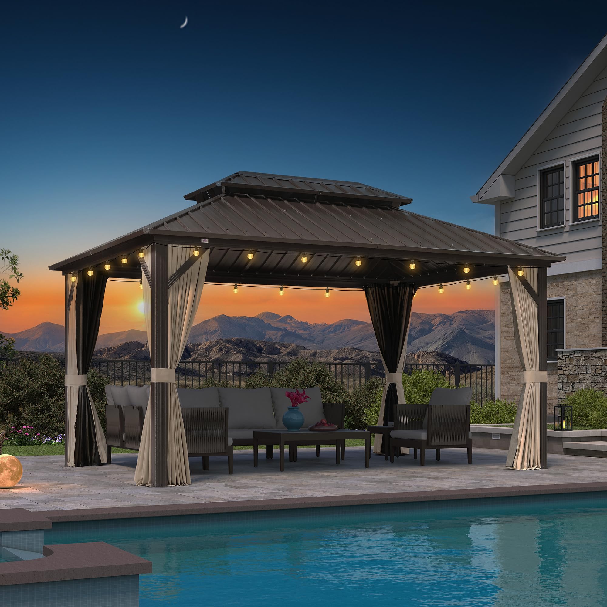 PURPLE LEAF 4.25 x 3 m Outdoor Gazebo with Integrated Lighting
