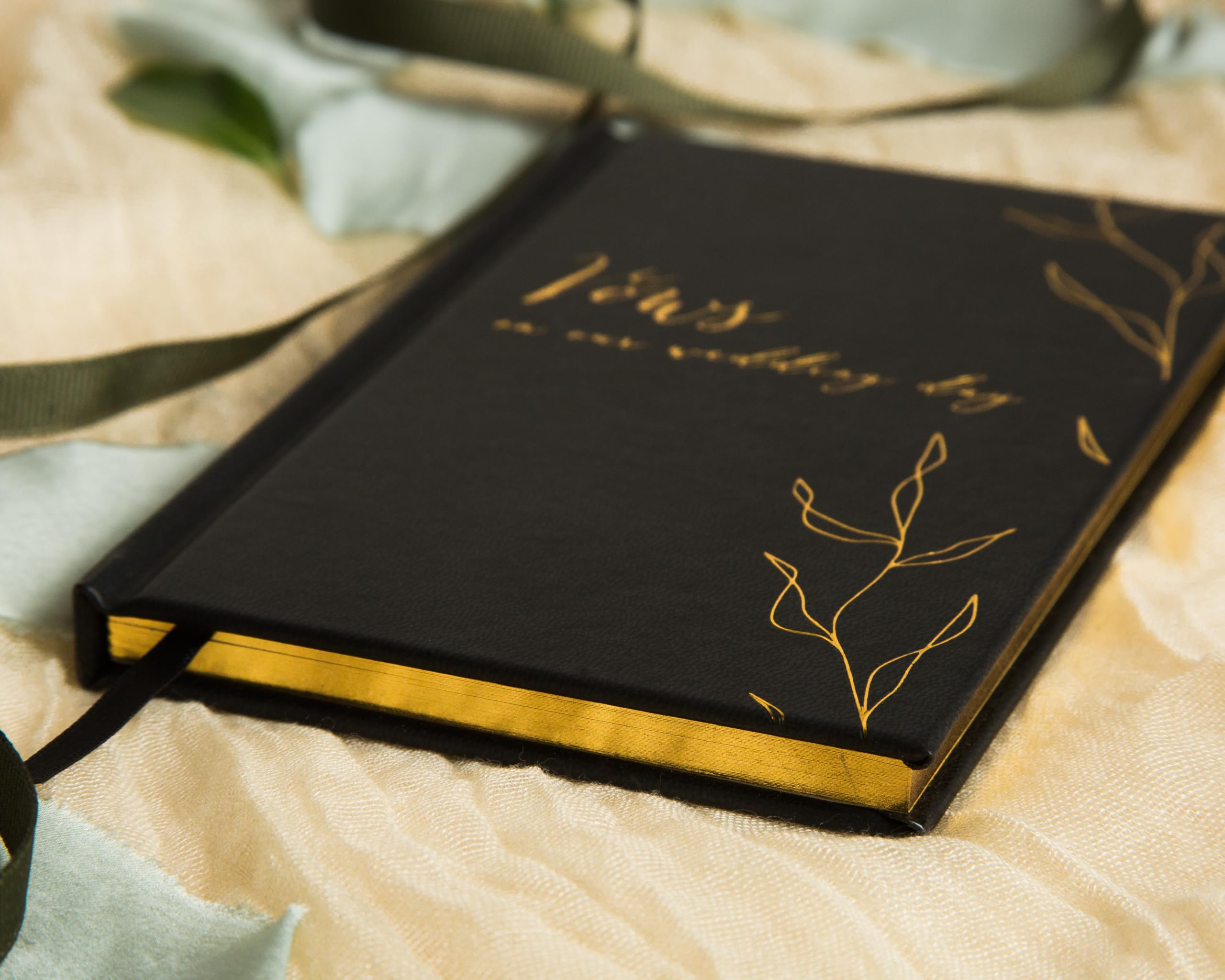 Gelübde an unserem Hochzeitstag Gelübdebücher (2er-Set) - Schwarz & Weiß, Taschenbuchformat, mit Folienprägung, Laubdesign für Hochzeitszeremonie, Erneuerung der Gelübde, Rede, Notizbuch, Planer