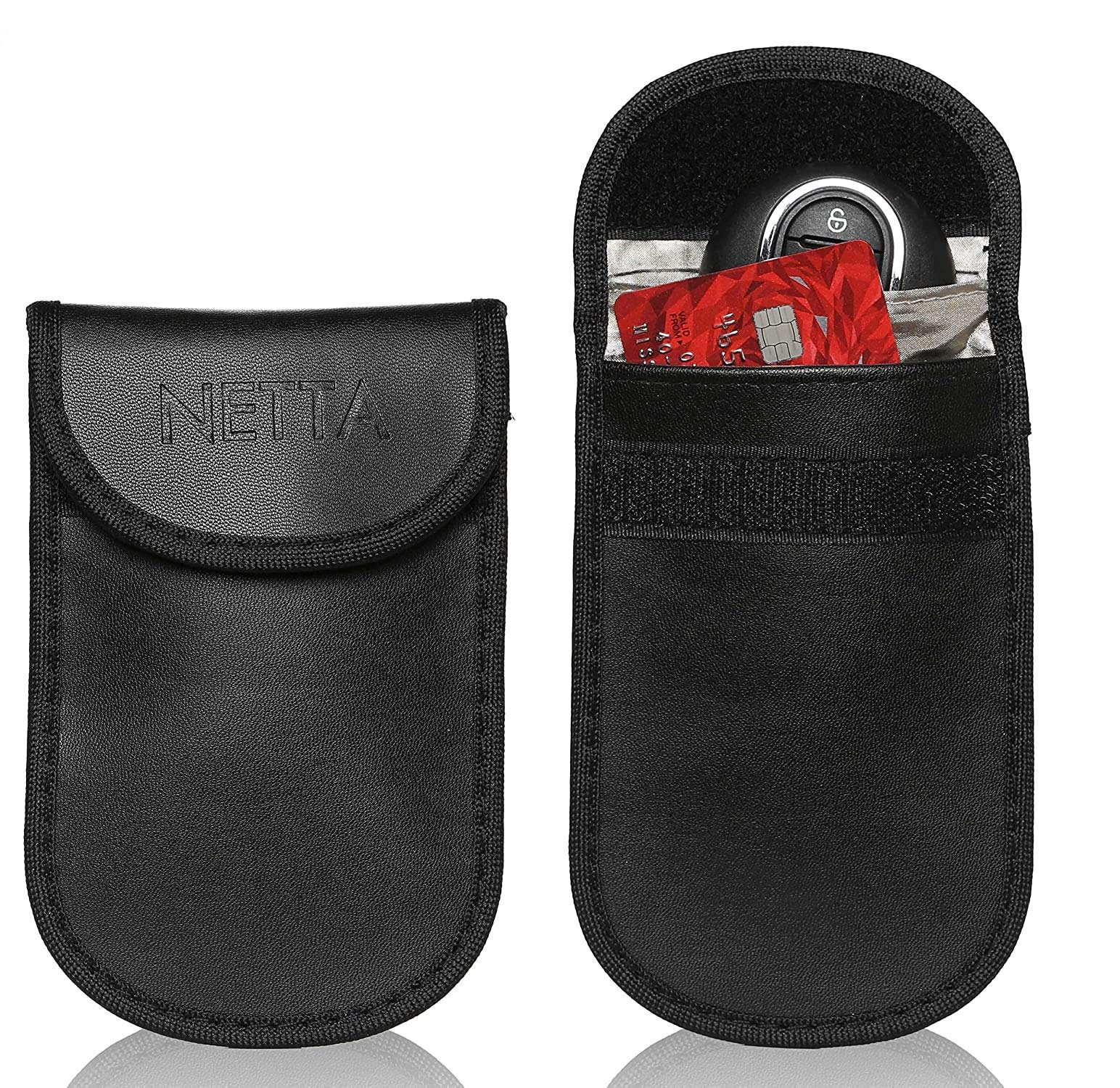 NETTA 2 Car Key Signal Blocker Pouch |PU LEATEHR | Blocking keyless Entry Fob Quard Anti-Theft RFID | NFC Blocking | Set Of 2