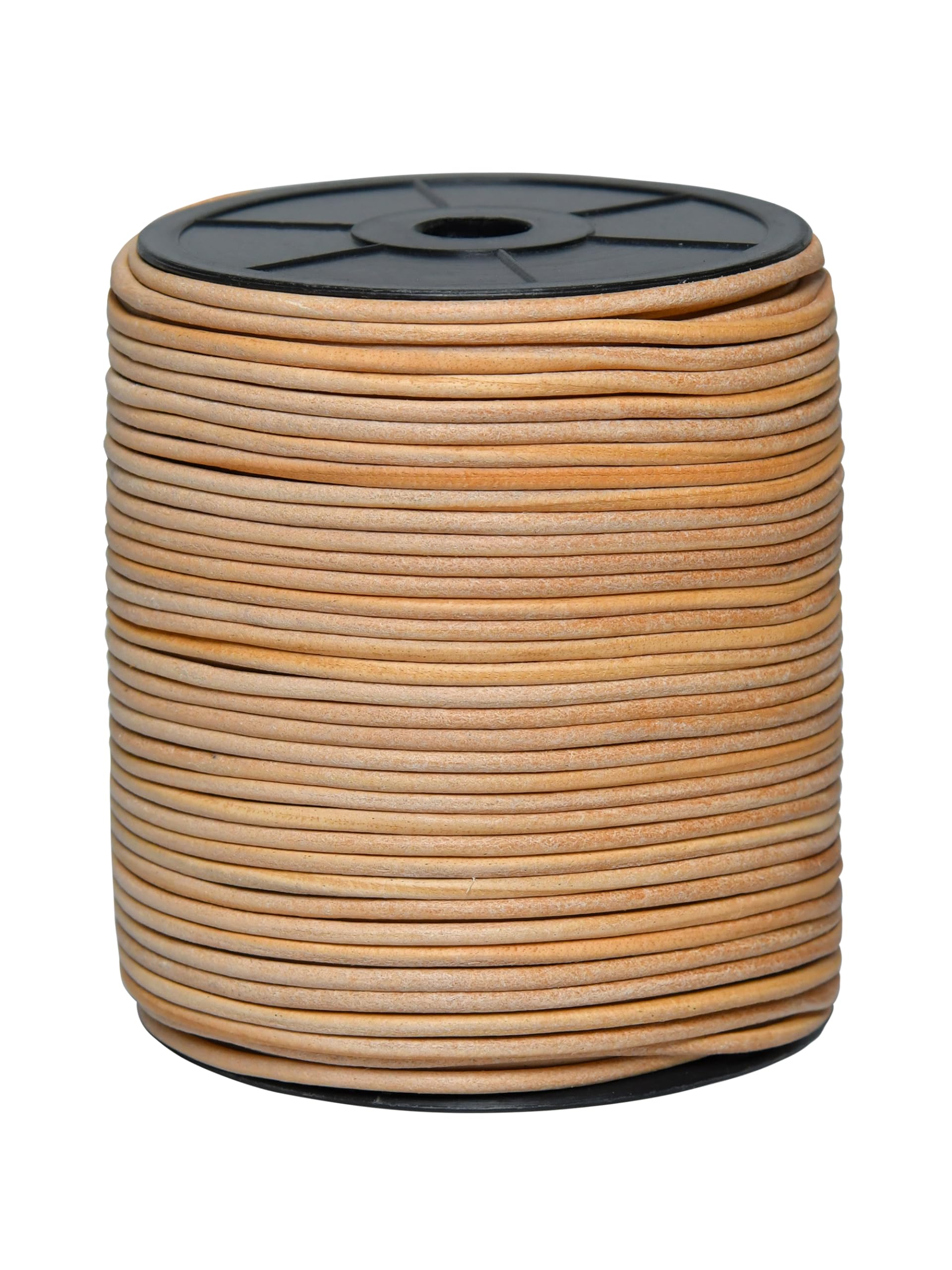 Cords Essentials Distressed Natural Round Genuine Leather String Cord, Rope For Jewelry Making, Necklaces, Bracelets, Kumihimo Braiding, Wraps, Crafts And Hobby Projects (, 3.0 Mm)