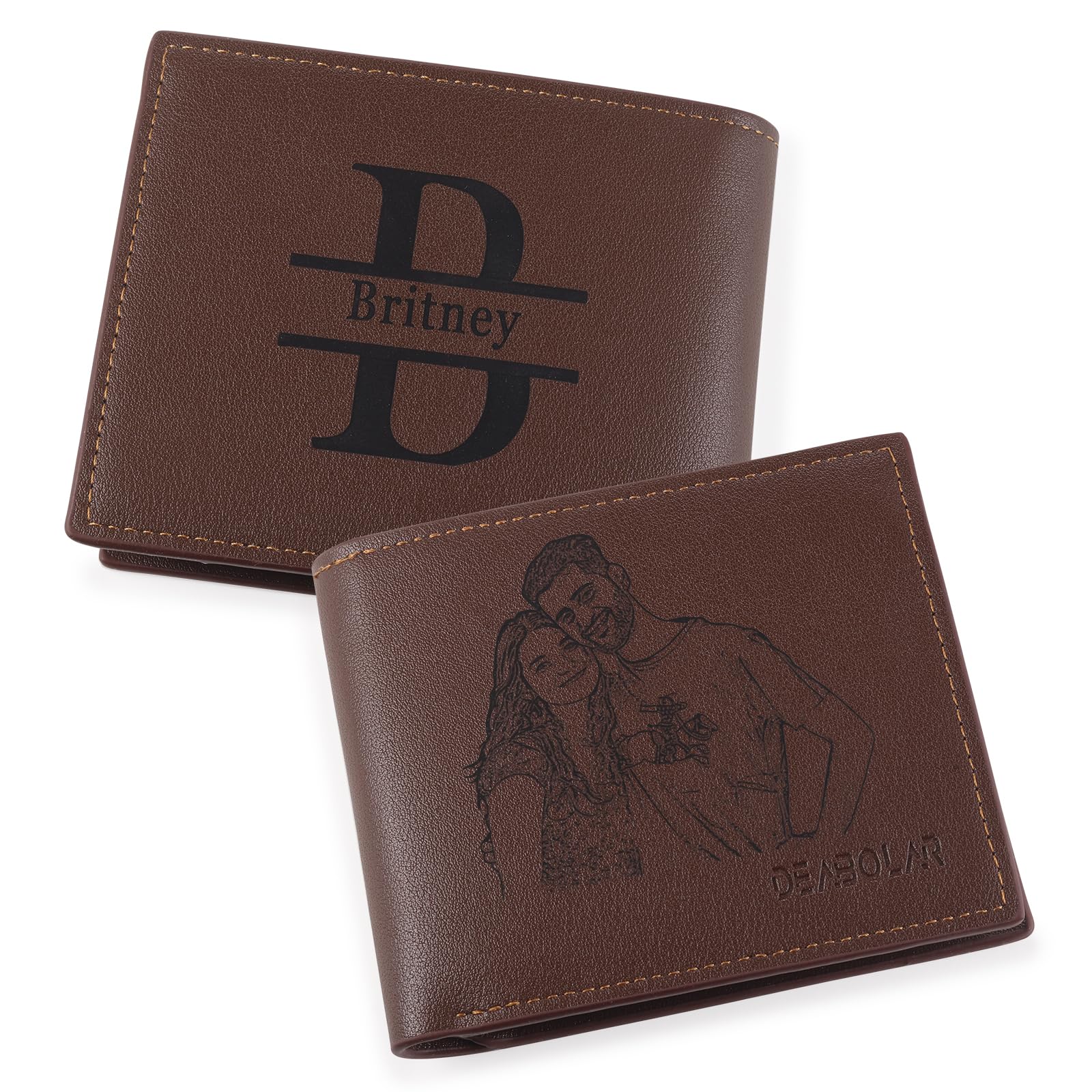 SimpleQ Custom Wallets for Men, Engraved Names Personalized Picture Wallet Casual Bifold Wallet Gifts for Dad Husband, Father Friends (color 4)