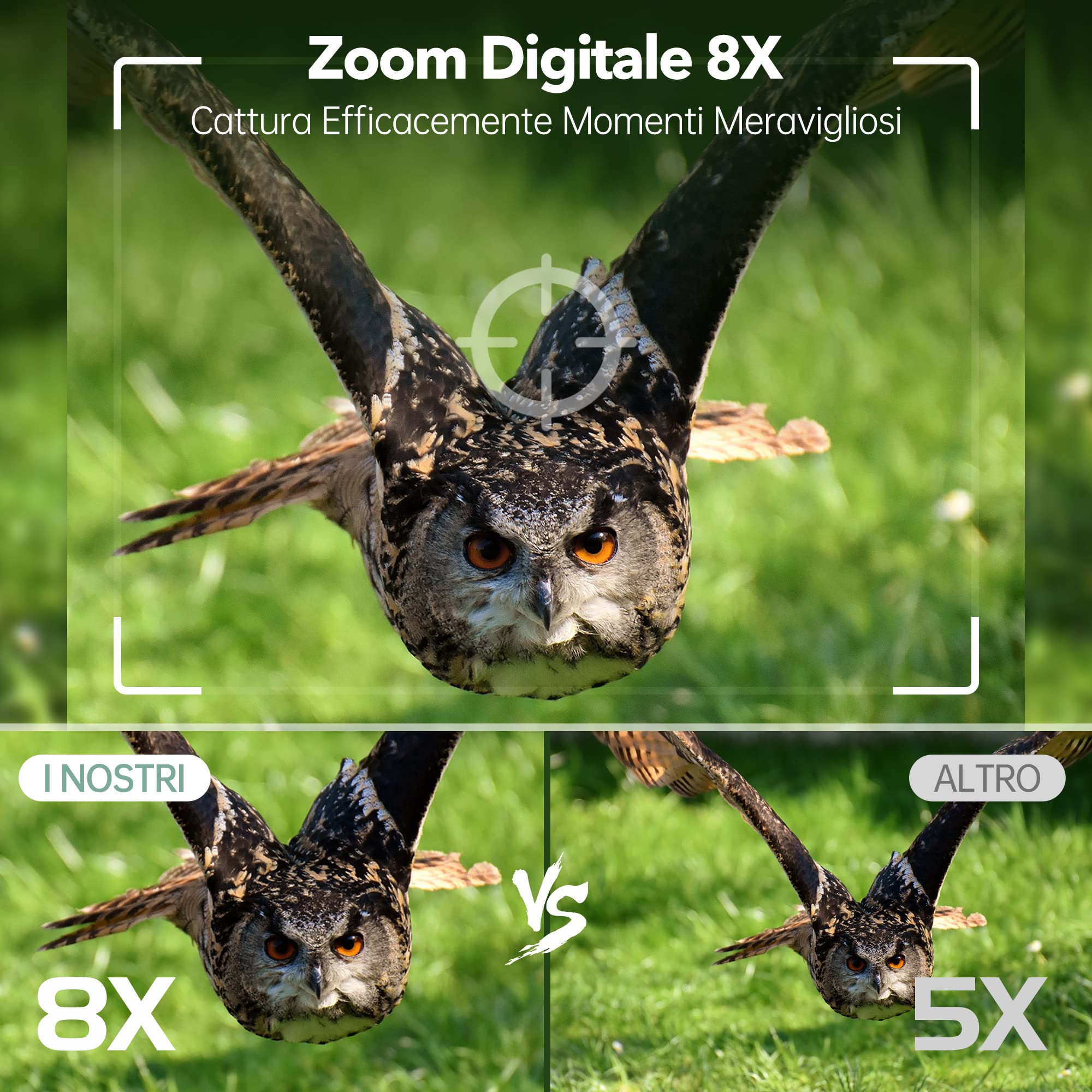 Letcmoi Binocolo Visione Notturna - 7L Infrarossi Visibili 300M al 100% di Oscurità con Zoom Digitale 8X, Ricaricabile da 2600 mAh, con Scheda TF 32GB, per la Caccia, per Adulti