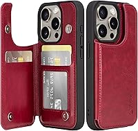Vista 32 de Arae Funda para iPhone 13 Pro Max - Funda tipo cartera con bolsillos de cuero PU para tarjetas y tapa trasera abatible para iPhone 13 Pro Max 6.7