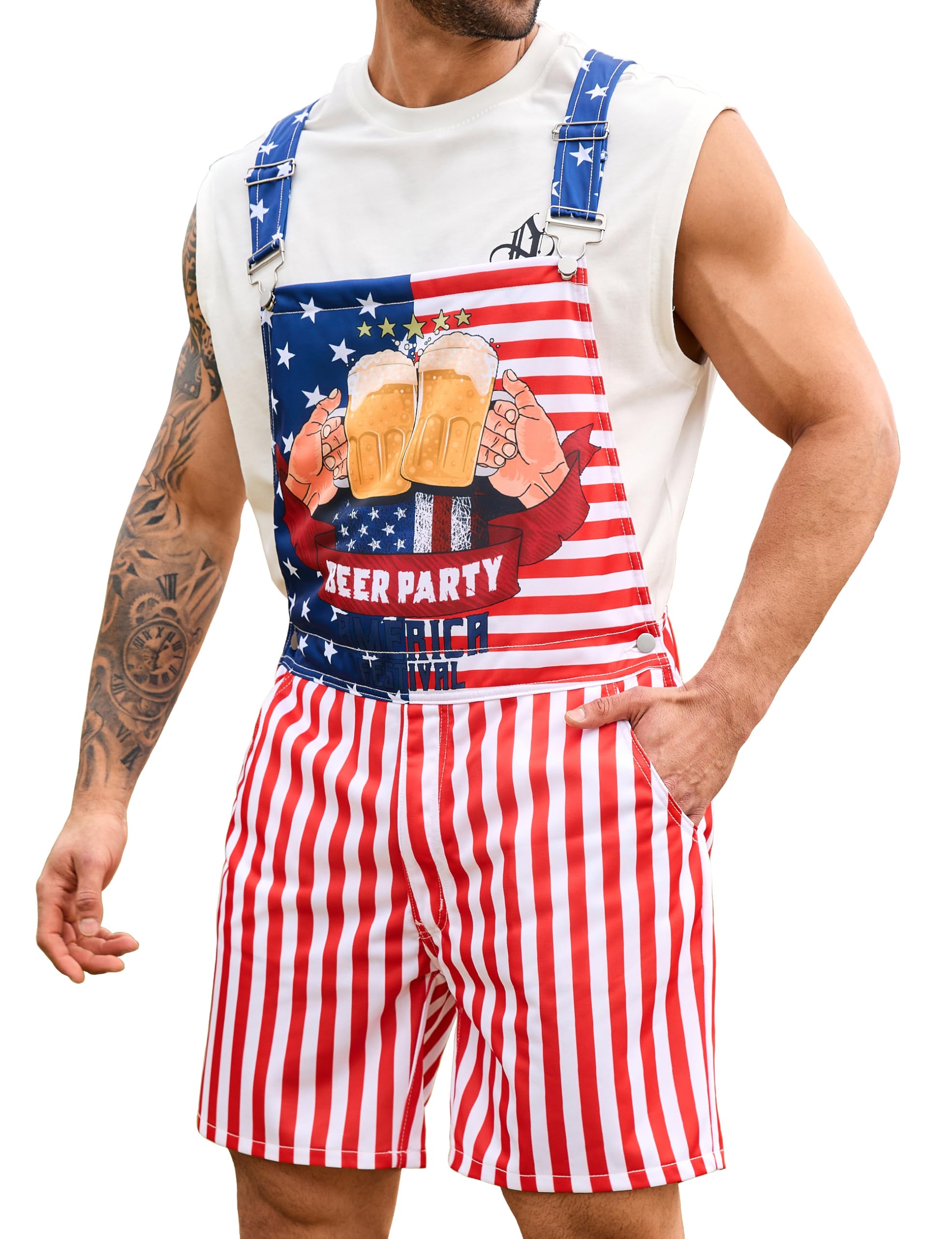 Men Bindefon Adjustable Straps Overalls Coveralls Shorts
| Bindefon Printed Jumpsuit Men Romper Overalls Shorts
| Men B