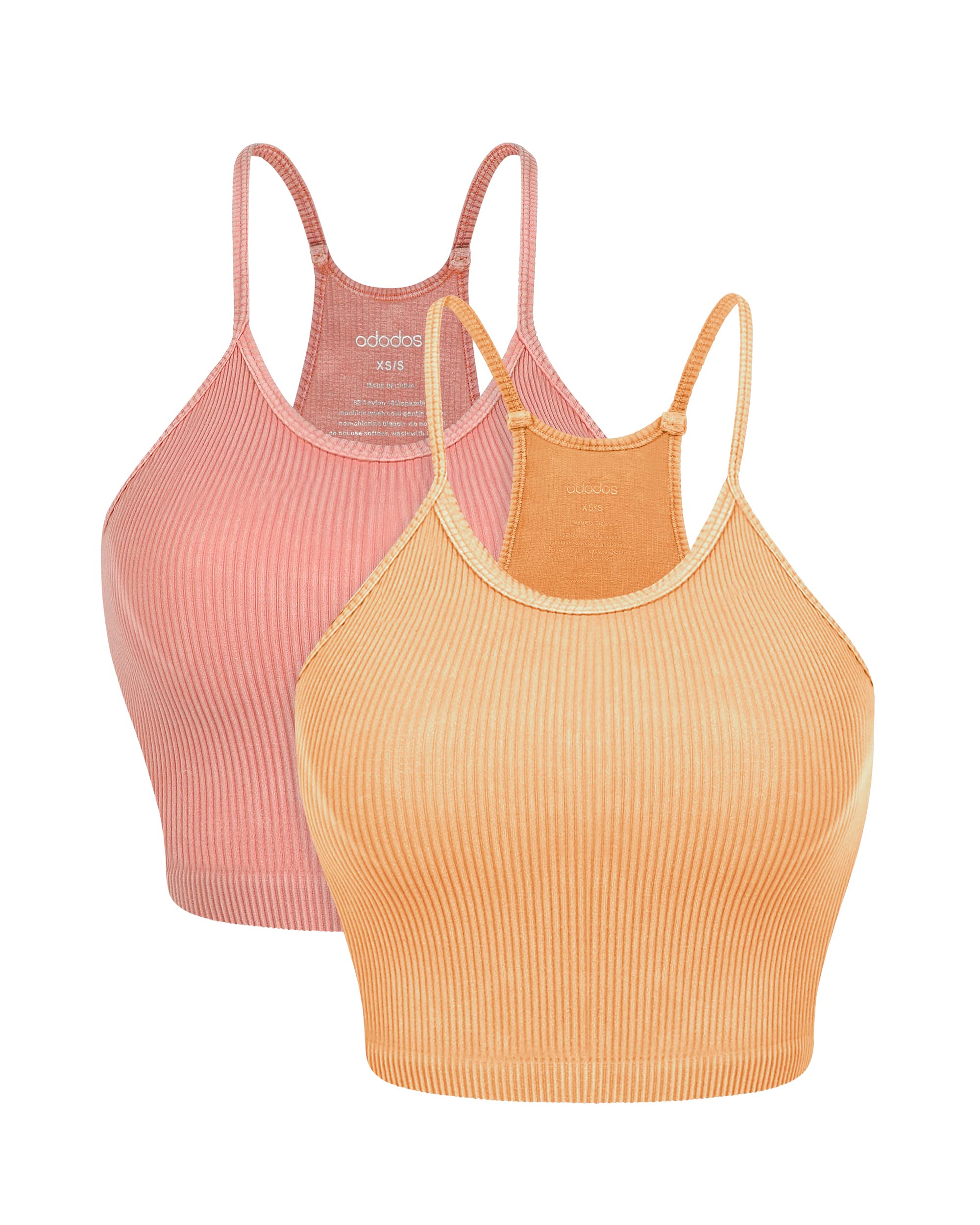 Women's Crop 3-Pack Washed Seamless Rib-Knit Camisole Crop Tank Tops