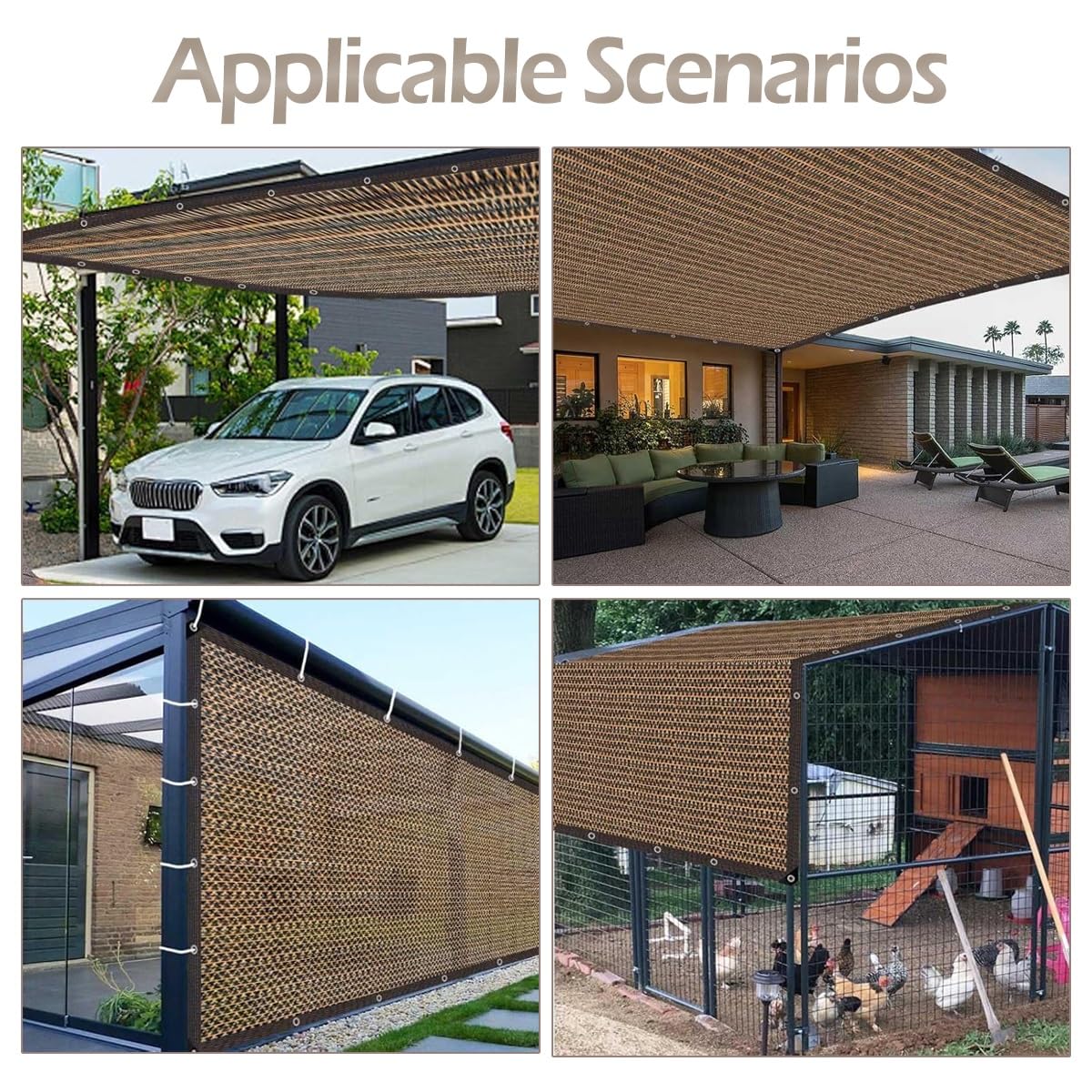 Toldo Vela de Sombra Rectangular, Malla Sombra para Jardin Exterior Protección UV del 90%, 2x2 2x3 3x3 3x4 3x5 4x4 4x5 4x6 5x5 6x4 Tela de Sombra con Ojales, Color del café(3x5m)