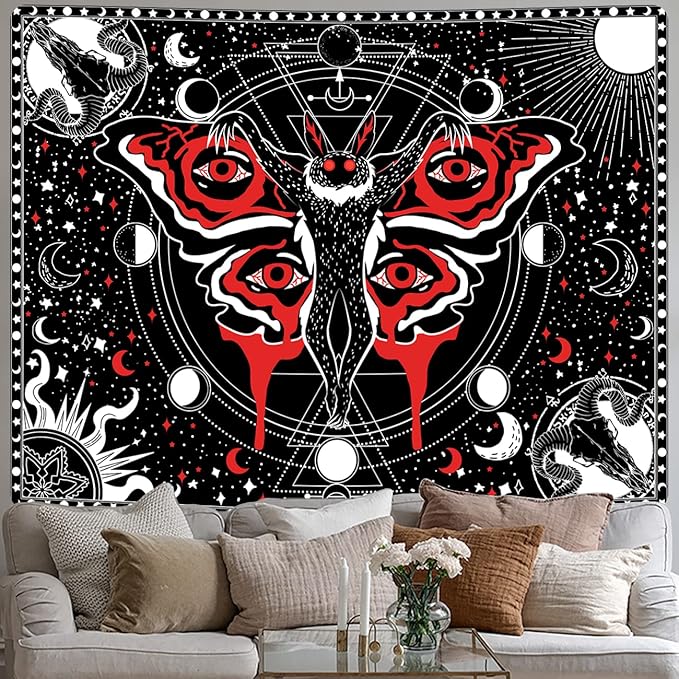 LZBXBXDA Mothman Tapestry Skull Tapestry Gothic Tapestry