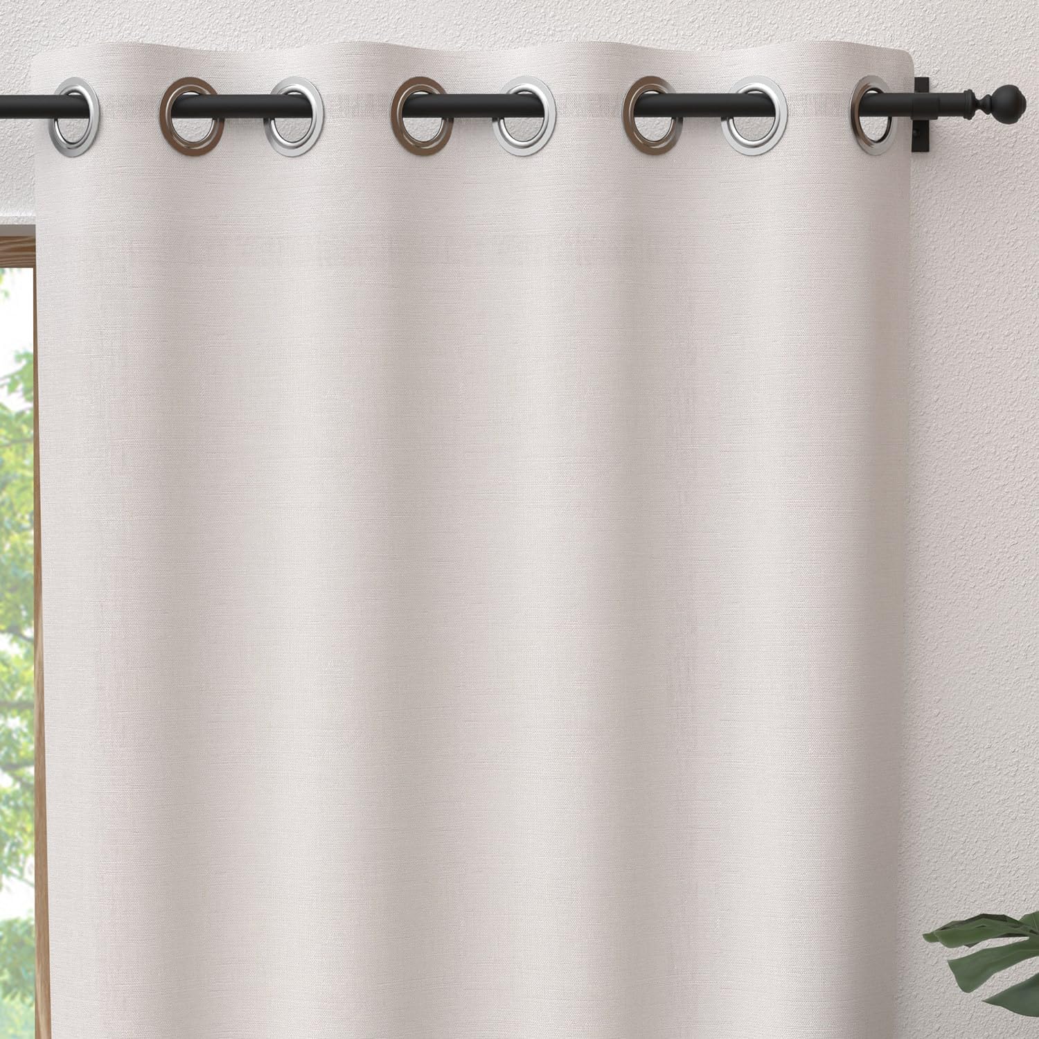 Soleil d'ocre, Panama Curtain with Eyelets 135 x 250 cm Pure Cotton White