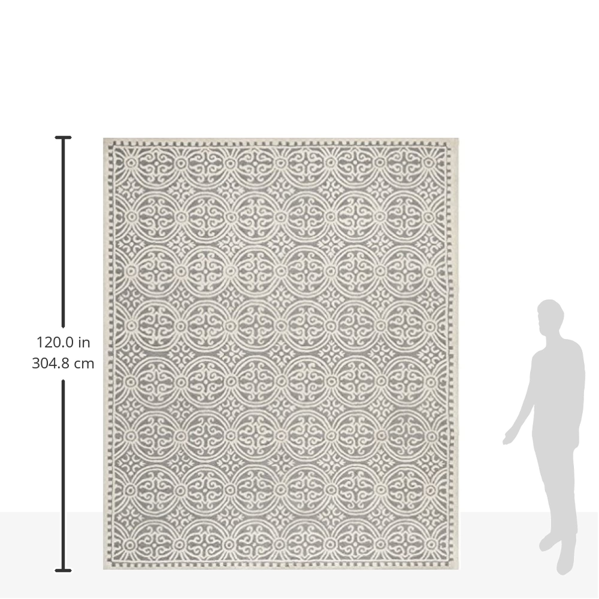 Tapis De Couloir Safavieh Cambridge, Argent Et Ivoire, 2'6" X 8', En Laine Tissée Main
