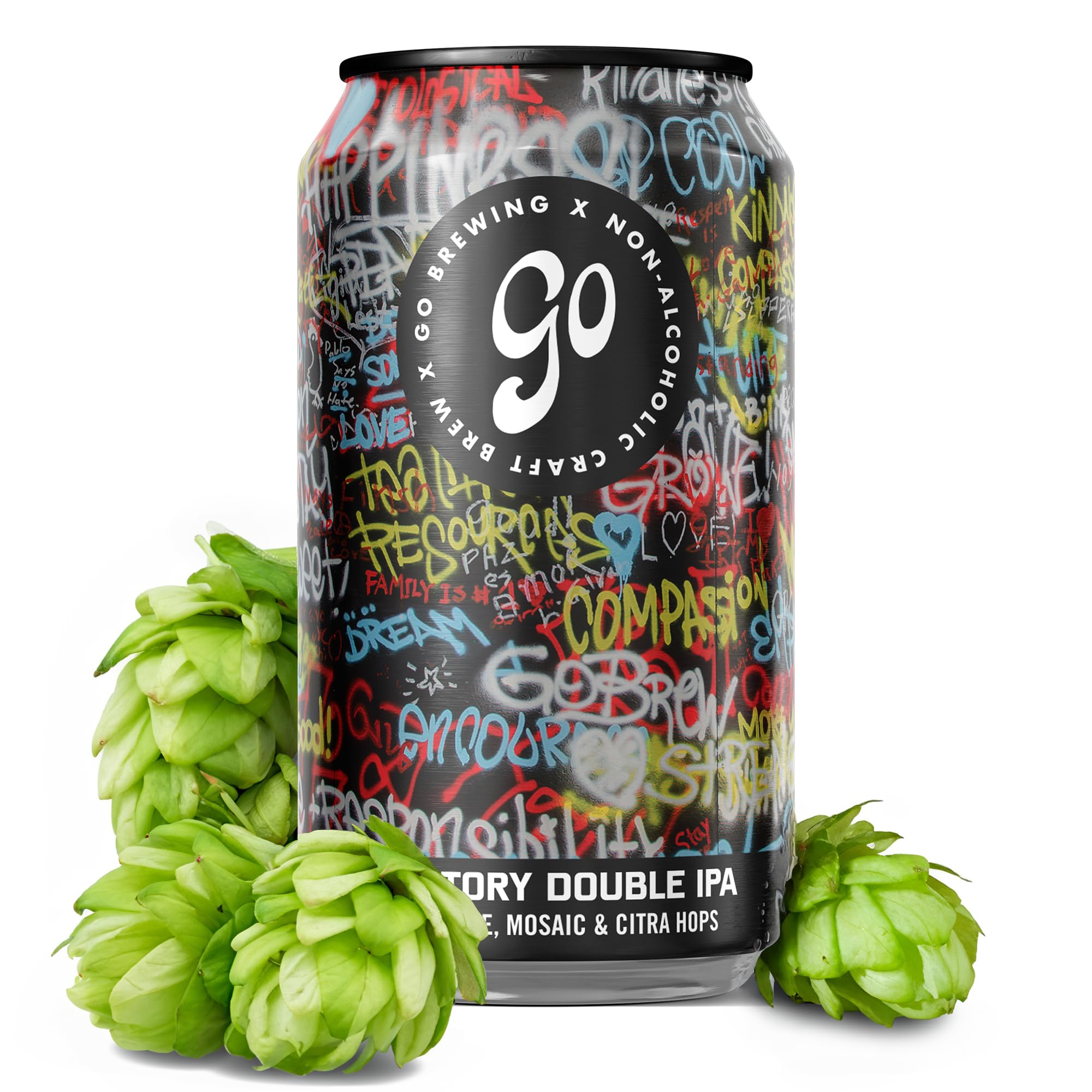 Go Brewing - Not Just Another Story Double IPA - Non-Alcoholic Craft Brew - Small Batch, Low-Calorie - Bold Grapefruit & Tropical Papaya Flavor - Smooth Finish, Classic Ingredients (12 Oz, 12 Cans)