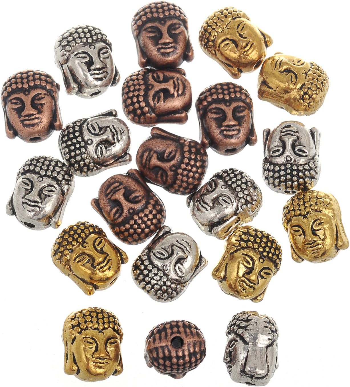 RUBYCA 40PCS Buddha Small Spiritual Metal Beads Mix Colors Spacer for Jewelry Making Bracelet