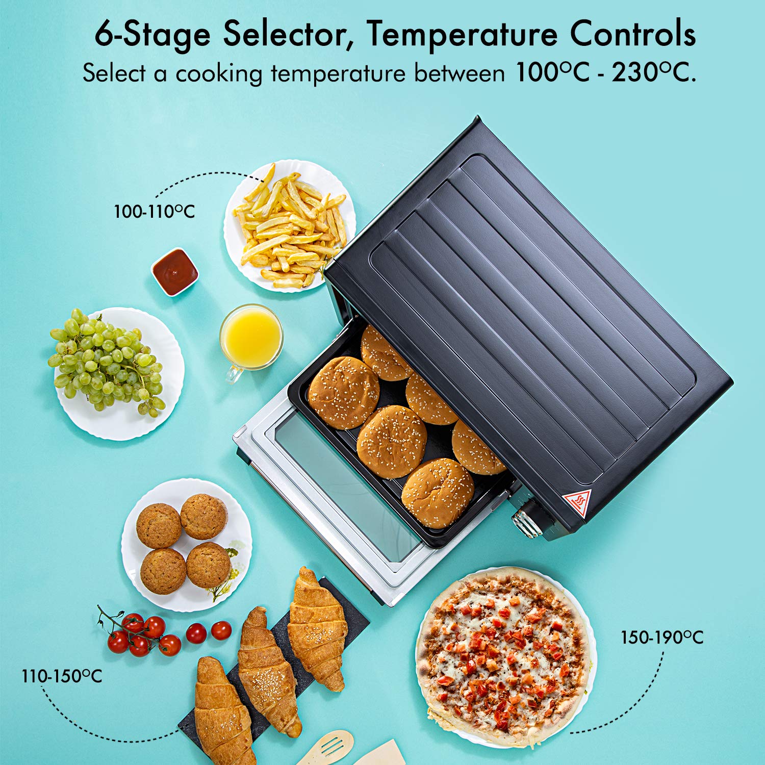 Geepas 19L Mini Oven and Grill 1280W Countertop Electric Cooker with