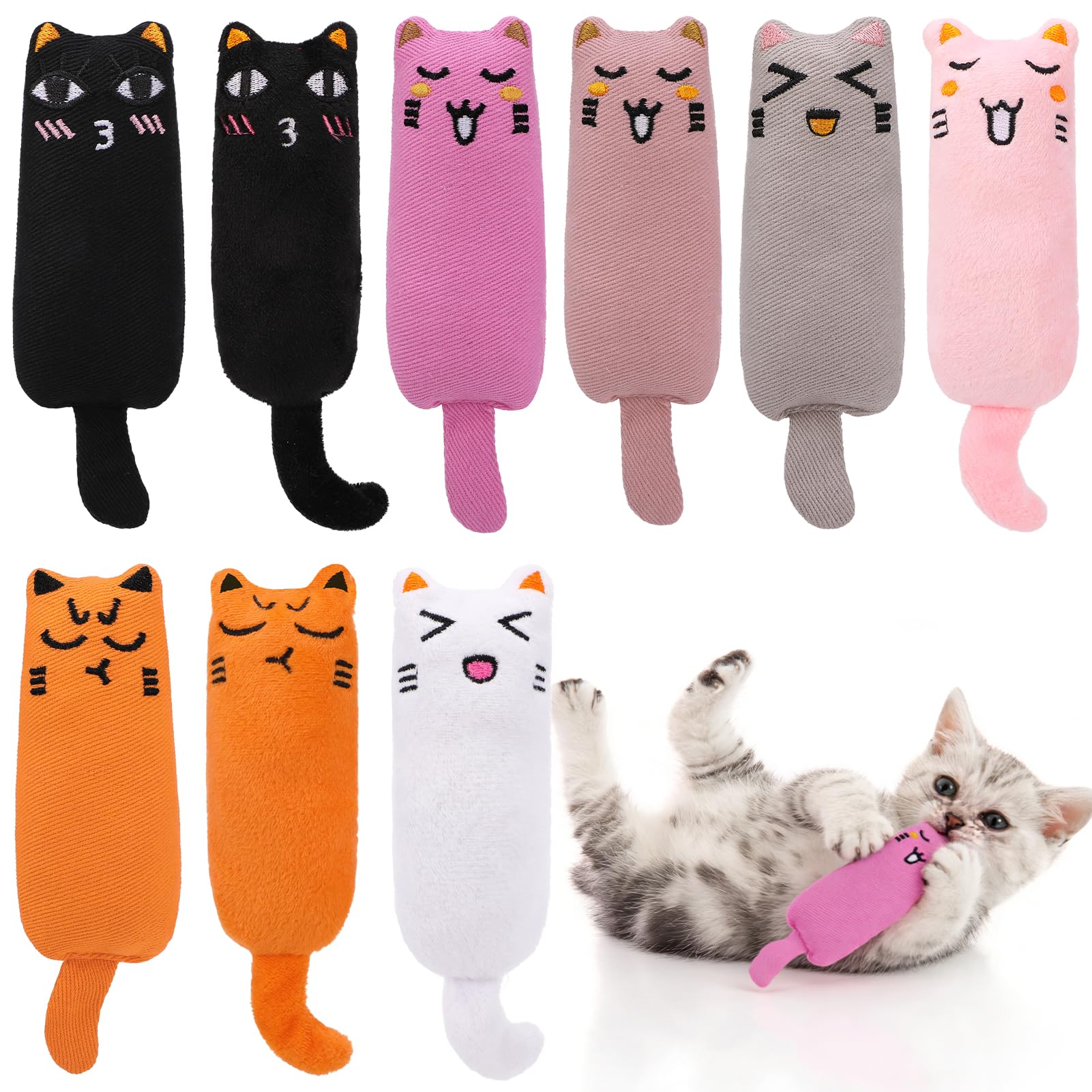 GSrenyu 9 Pcs Catnip Toys for Cats, Interactive Kitten Chew Toys Cat Nip