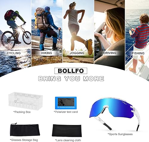 Miniatura 5 de BOLLFO Gafas de sol deportivas polarizadas para jóvenes, protección UV400, para exteriores, para hombres, mujeres, jóvenes, béisbol, ciclismo,
