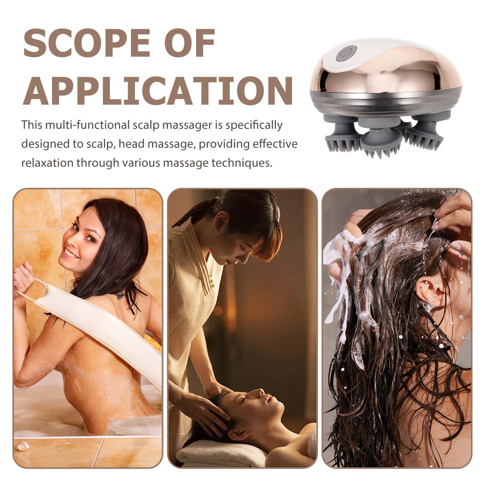 Wiederaufladbares Tragbares Kopfhautmassagegerät in Beige, 1150mah