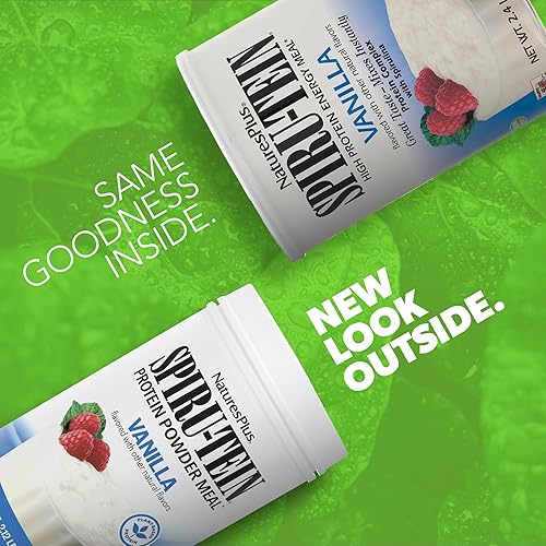 Miniatura 2 de NaturesPlus SPIRU-TEIN, Vainilla, 2.12 libras, paquete de 3 proteínas de espirulina en polvo, vitaminas y minerales para energía, vegetariano, sin