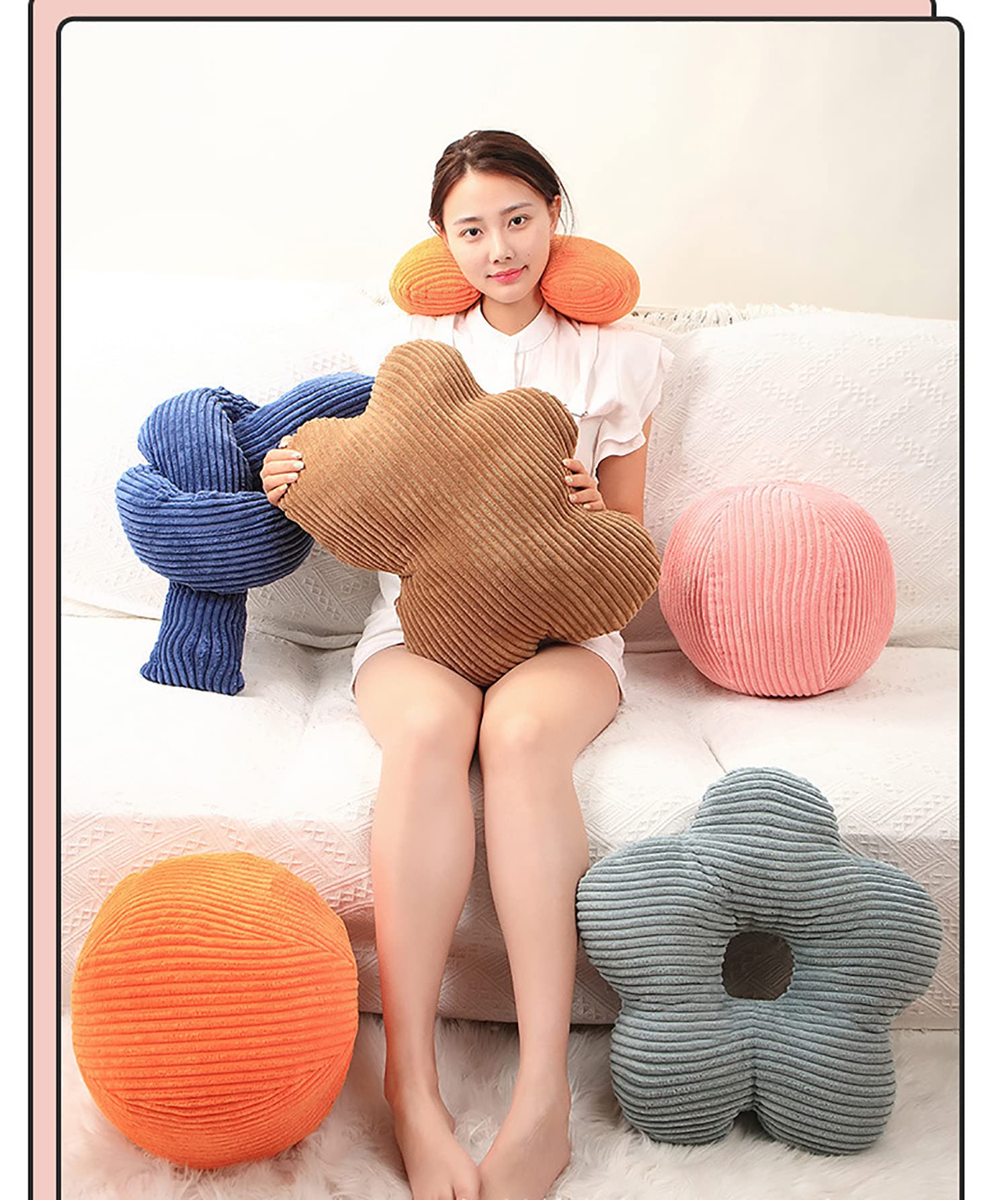 Nordic Style Soft Throw Pillow with Geometric Shape. Flower Throw Pillow. Cloud Throw Pillows. The Pillow. Cushion, Cushion. (Ball, Light Grey)