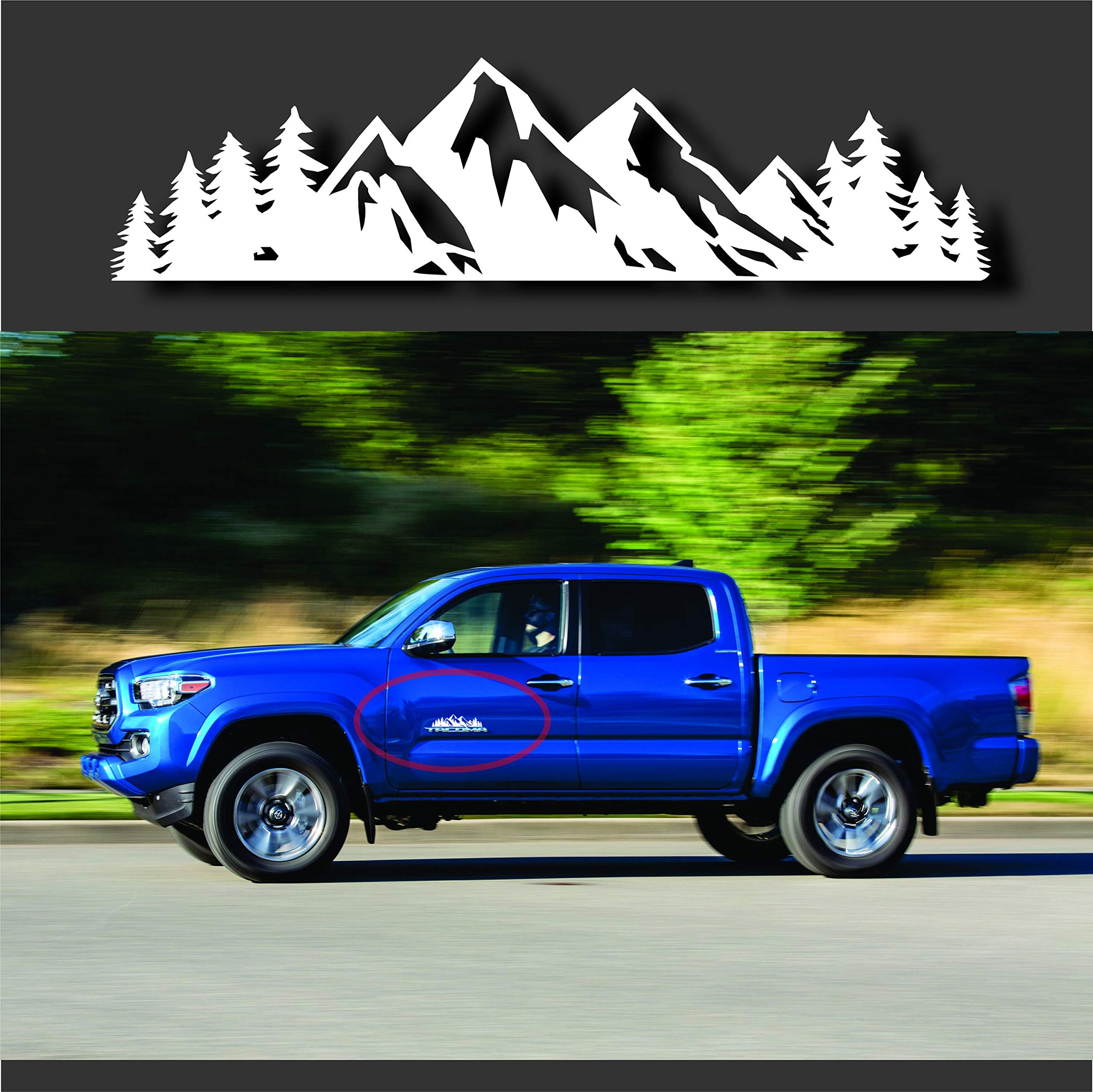 Finishing Touch Vinyl Art Mountain Decal, Car or Truck Emblem Sticker for Vehicle Trunk or Tailgate Badge