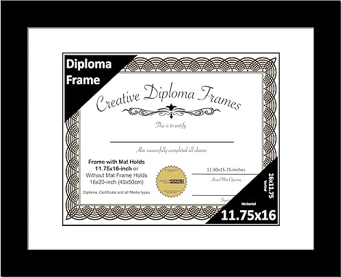 Vista 59 de Creative Picture Frames Marco de diploma negro clásico de 12 x 16 pulgadas con paspartú negro con caballete de vidrio y ganchos de pared instalados