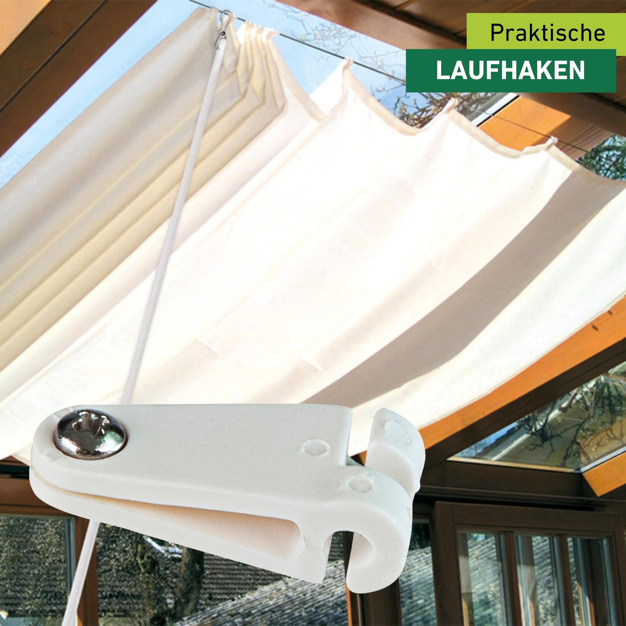 Windhager Sonnensegel Befestigung Set, Laufhaken, 30 Stück, mit Edelstahlschrauben, 10701