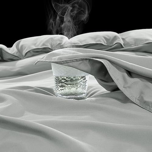 Miniatura 6 de HOMBYS Funda de edredón tamaño King de gran tamaño de 120 x 120 pulgadas, funda de edredón de microfibra ultra suave gris claro para todas las