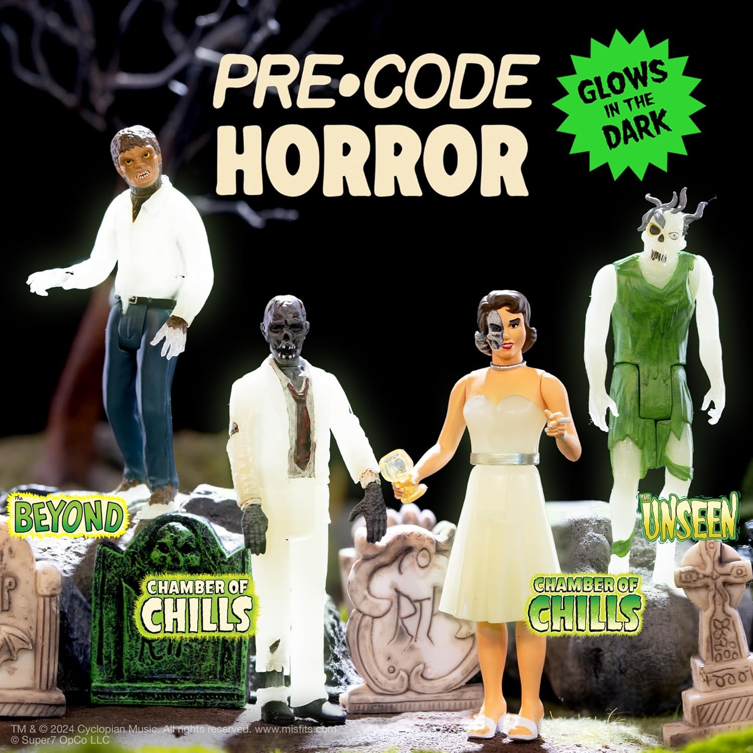 Super7 Pre-Code Horror Chamber of Chills Heartless Zombie (Glow in the Dark) - 3.75" Pre-Code Horror Action Figure Comics Collectibles and Retro Toys