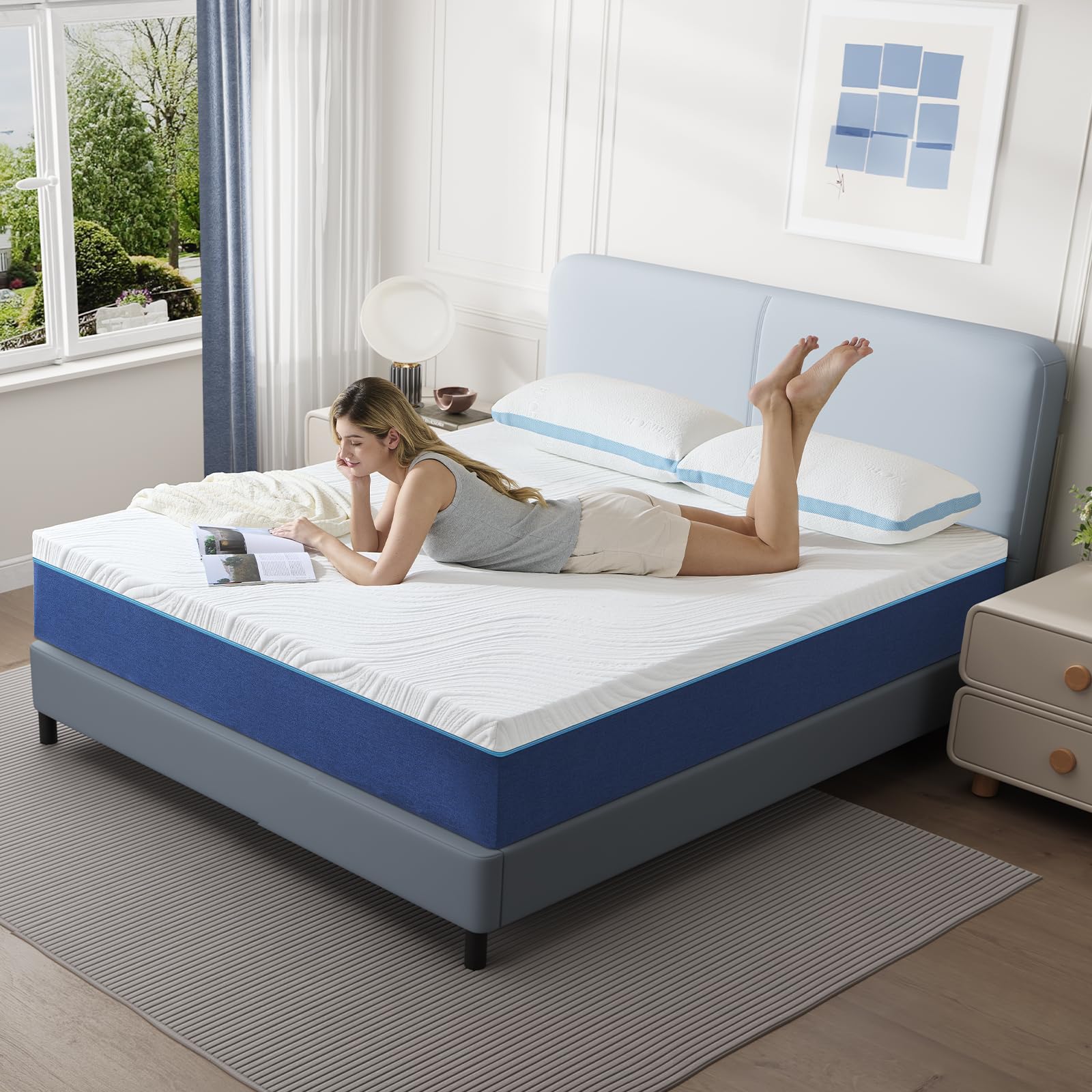 Hiimgo Matelas 120x190x16cm, Matelas en Mousse à Mémoire de Forme