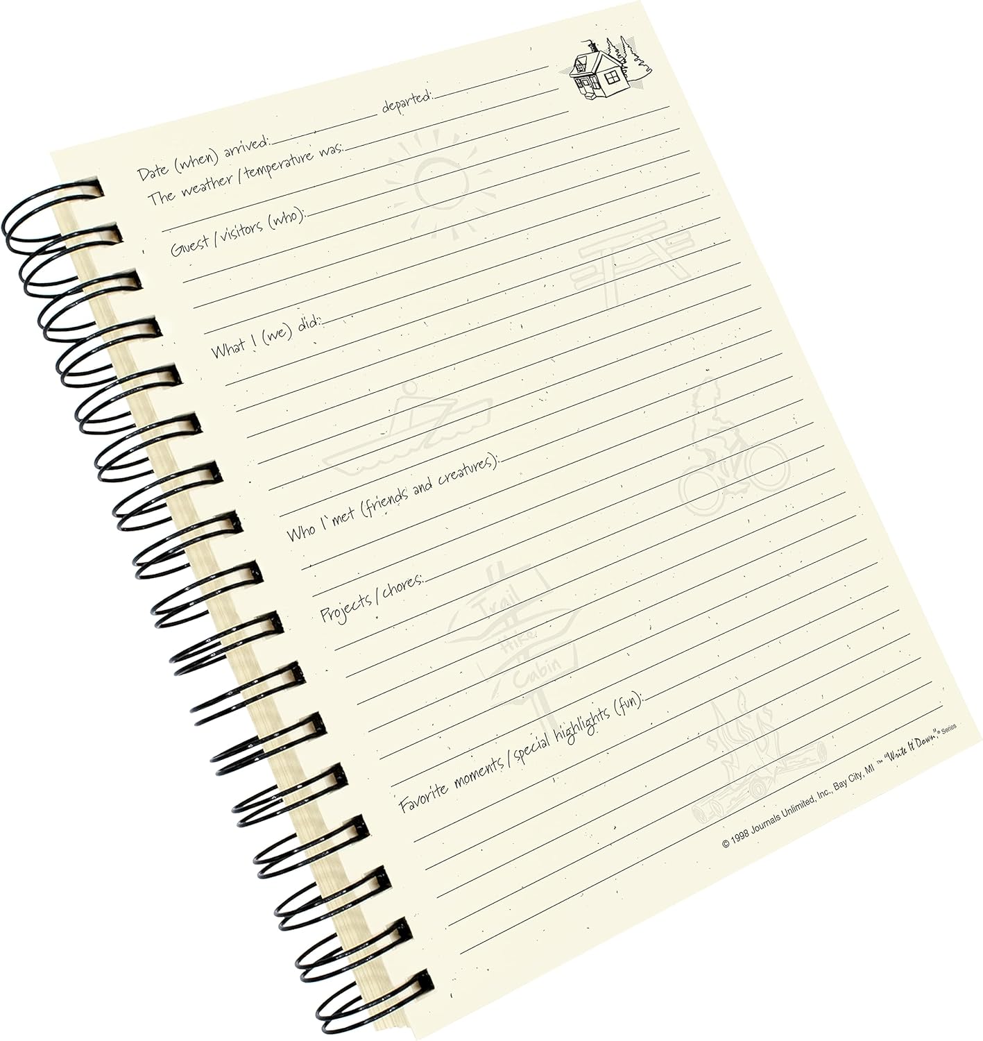 Write it Down Series by Journals Unlimited, Guided Journal, Up North, A Cabin Journal, Full-Size 7.5"x 9", Kraft Hard Cover, Made in USA