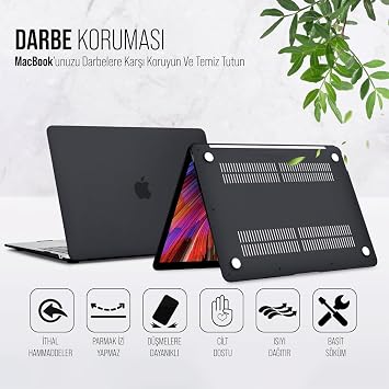 Babylonian MacBook Slim Non-Yellowing Clear MacBook Crystal iShield Cover Hard Shell Protection Case (Pro 13 (2016-2022) M1 M2 A2338 Black)