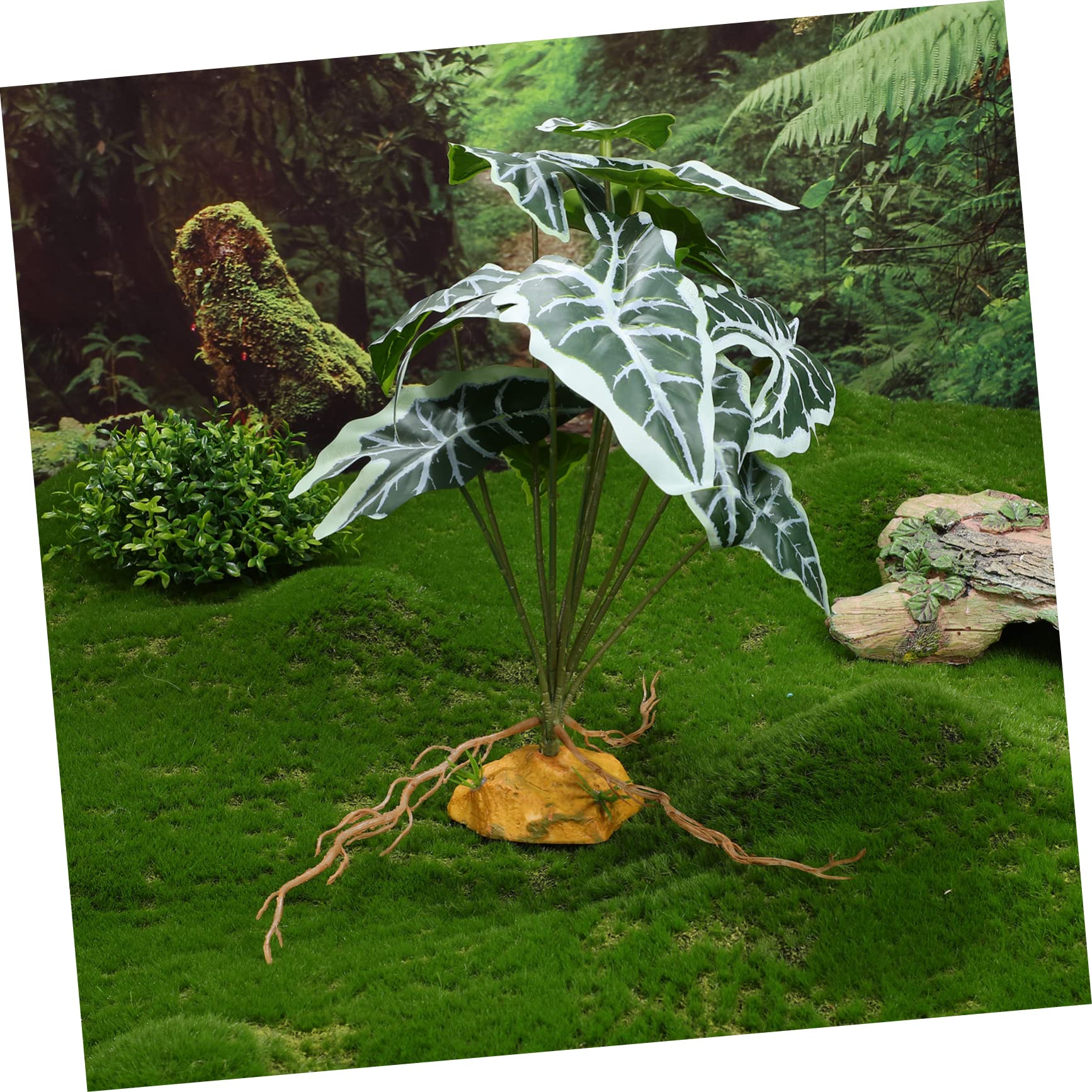 Angoily 4piezas Plantas Artificiales De Simulación para Reptiles y Acuarios Decoraciones De Terrario Base Estable De Adornos Naturales para Peceras y Terrarios