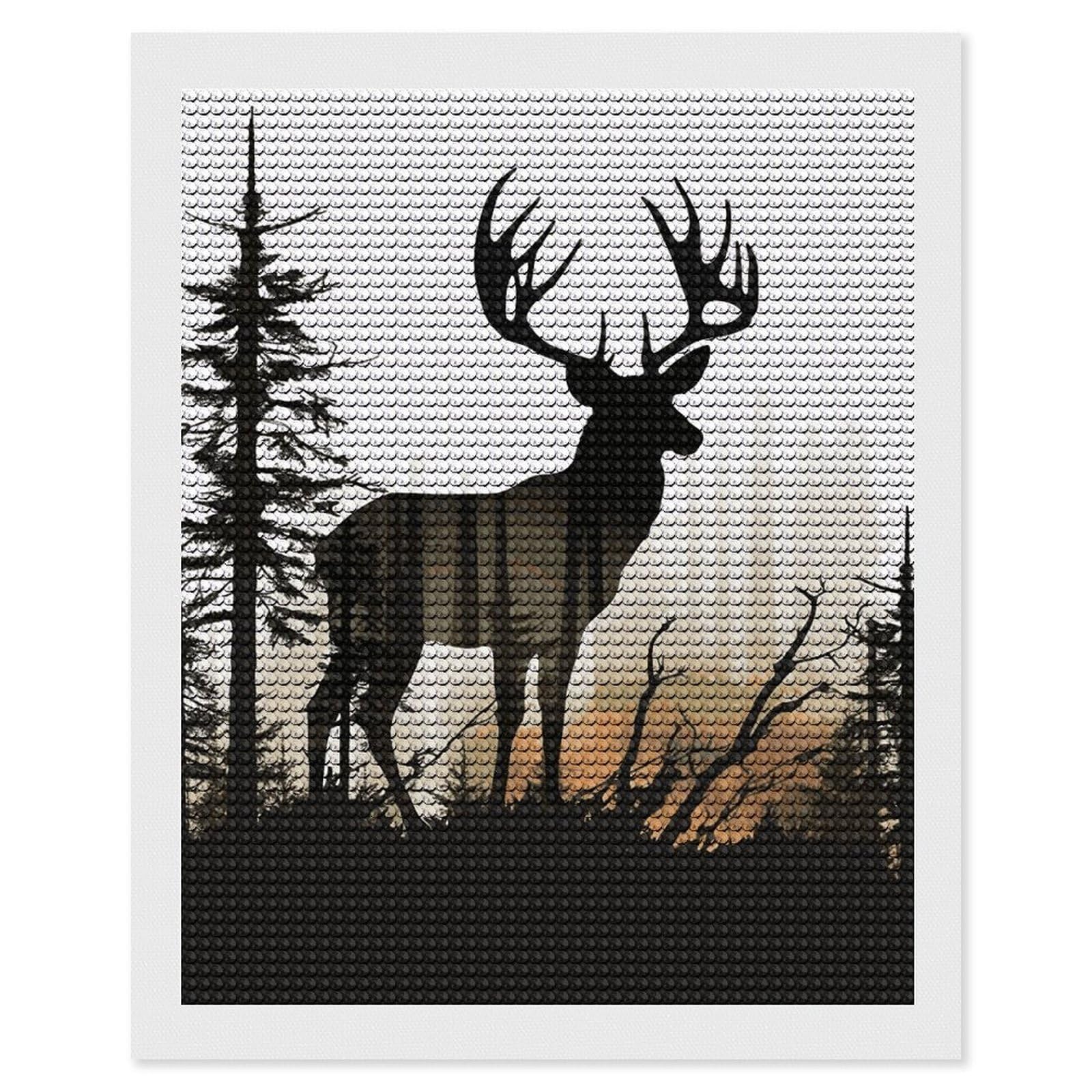 DWVTSLH Deer Silhouette Diamond Painting Kits for Adults, Personalized Diamond Photo Art Full Drill, DIY 5D Diamond Art Painting Kits for Beginners, Home Wall Decor 16"x20"