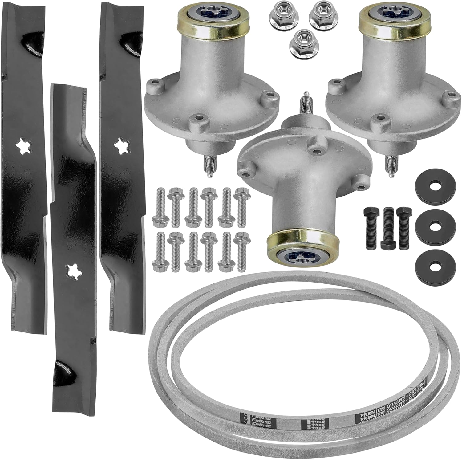 Caltric 3 Deck Spindle Blade Belt Kit Compatible With Husqvarna GTH26V52Ls Gth3052 Gth52Xls