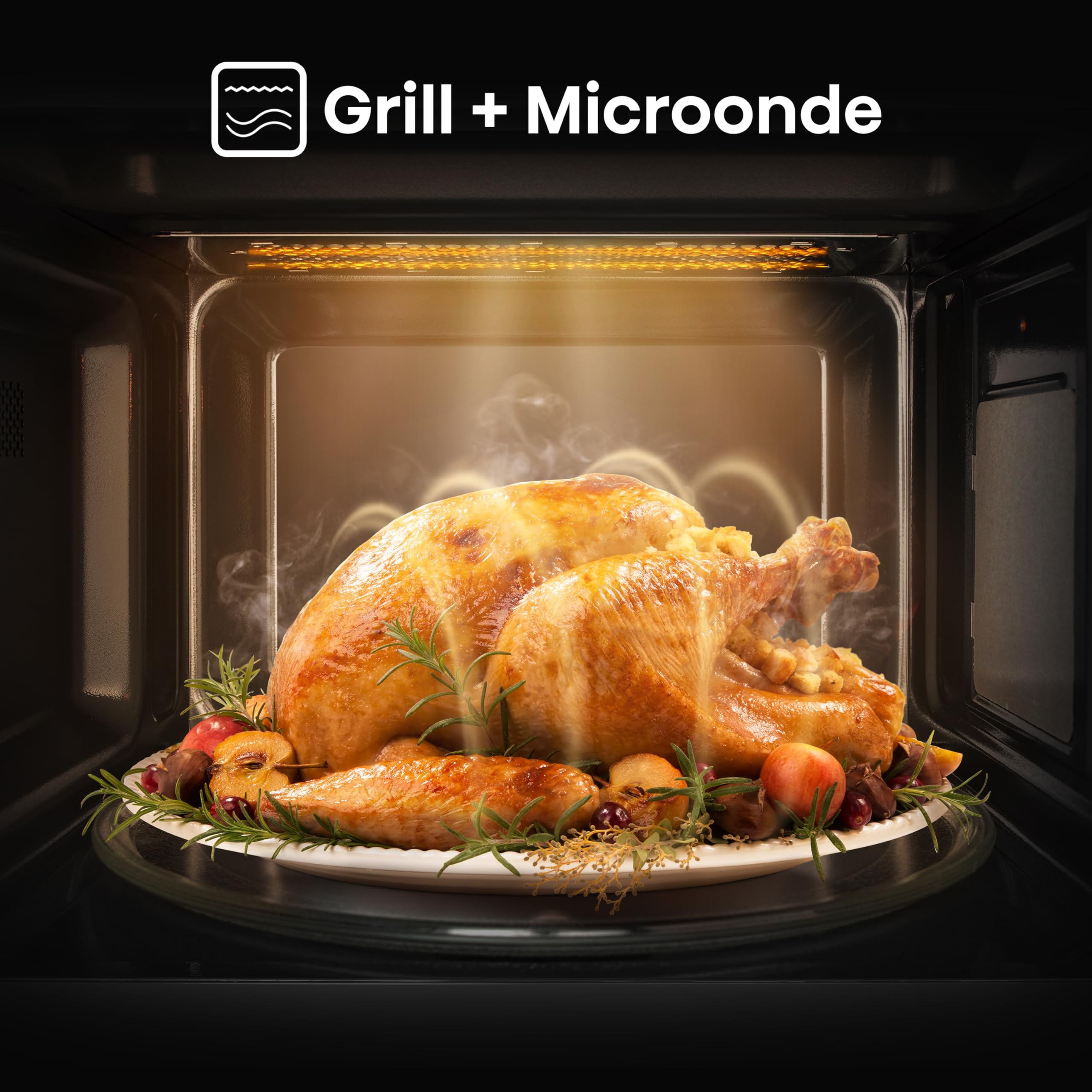 Hisense Forno Microonde Elettronico, Capacità 23 L, Potenza 800 W, Grill Potenza 1000 W, Display Led con Comandi Touch, Nero