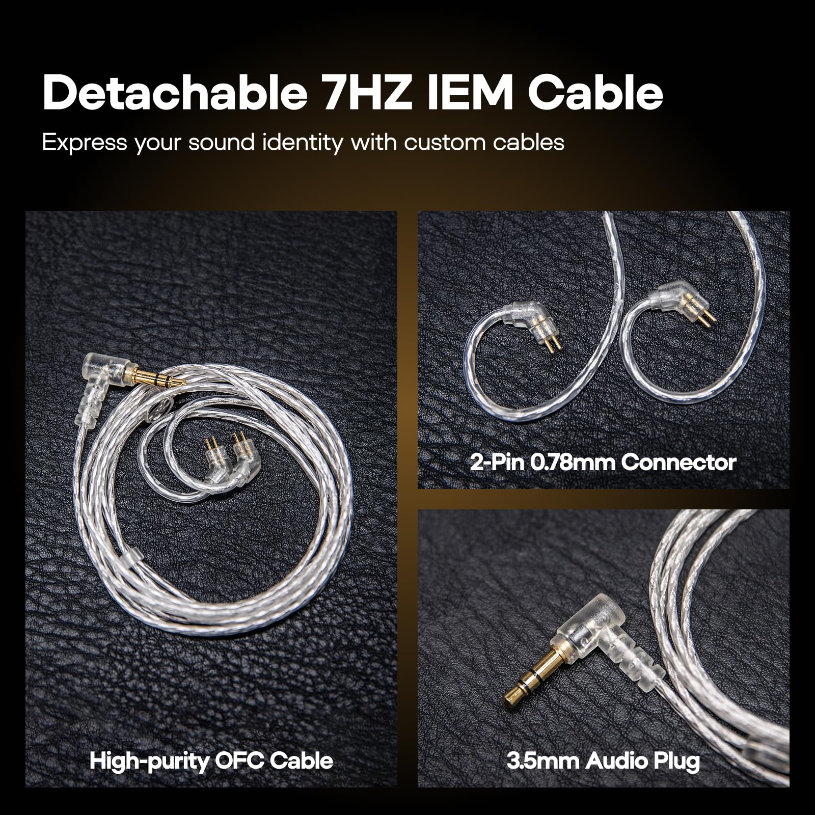 Linsoul 7Hz Elua Ultra Moniteur Intra-auriculaire, Écouteur à Double Pilote Dynamique, HiFi Filaires IEM avec câble OFC Haute pureté pour Musiciens audiophiles (Argent)