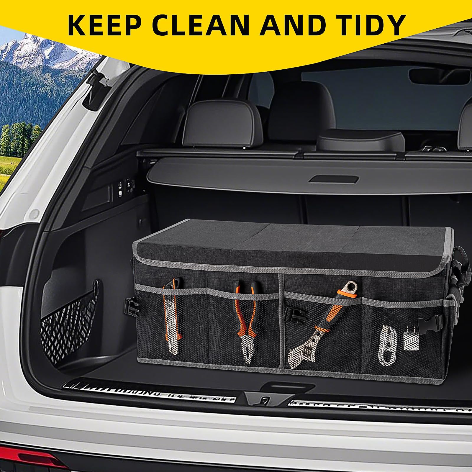Organizador de Coche Almacenamiento para BMW 2er Active Tourer | Typ U06 | Bj. AB 2021, Organizador Maletero Plegable Impermeable Base Antideslizante Reforzada y Robusta