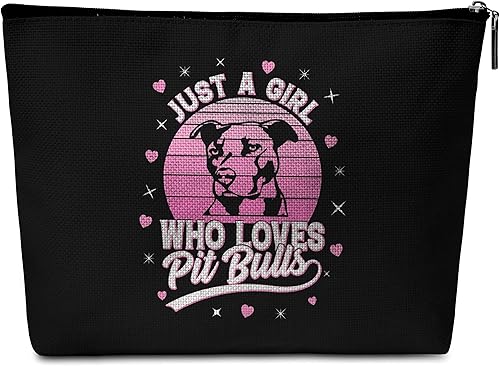 Miniatura 1 de Pitbull - Bolsa de viaje para amantes de Pitbull, con texto en inglés "Just a Girl Who Loves Pitbull", regalos de puesta de sol rosa para amantes de
