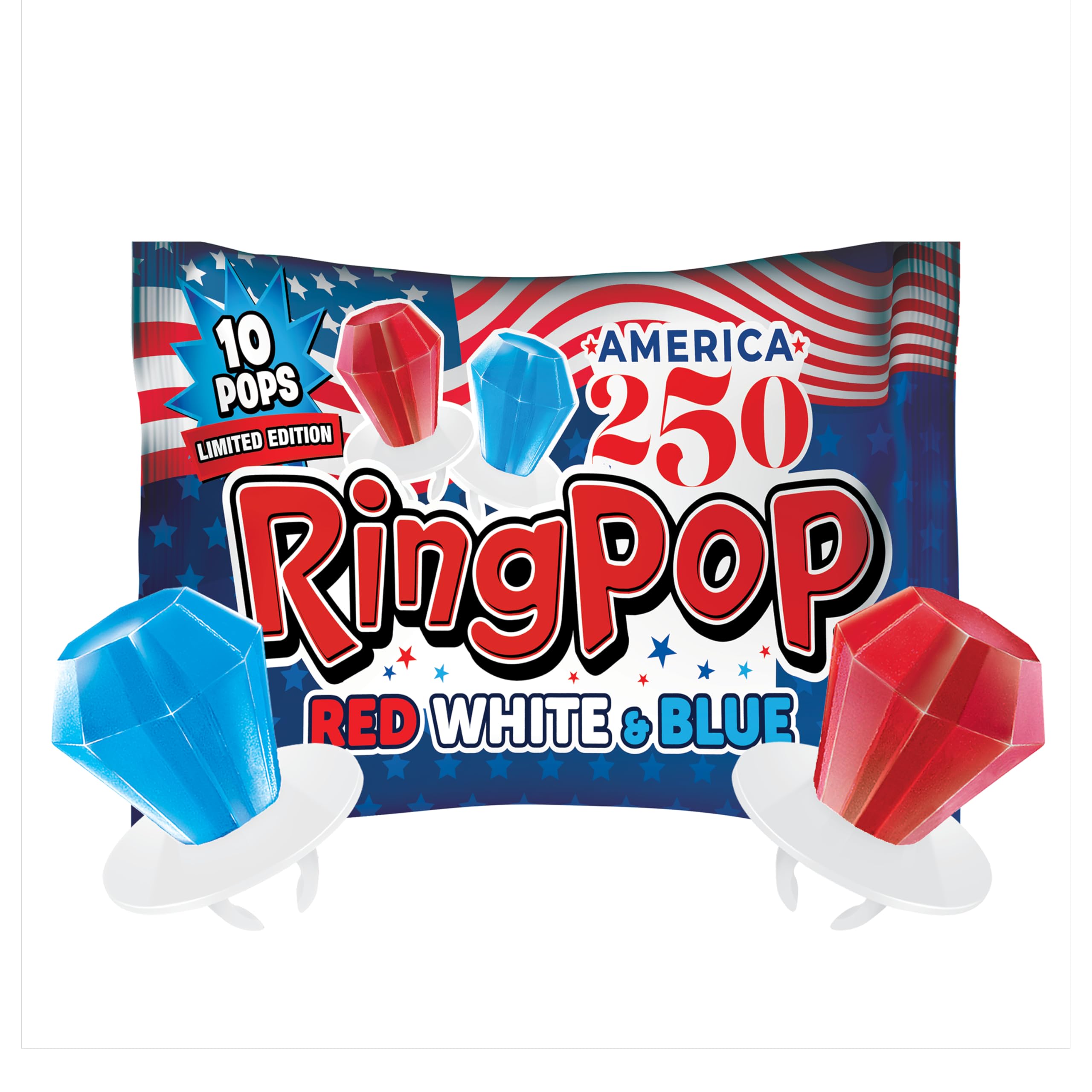 Amazon.com : Ring Pop Red White & Blue Lollipops – Bulk Candy