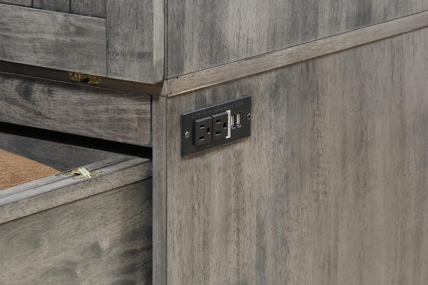 Mega Solutions Murphybedz Tuscany Murphy Cabinet Chest Bed with Charging Station 6 Inch, Queen (Galaxy Grey)